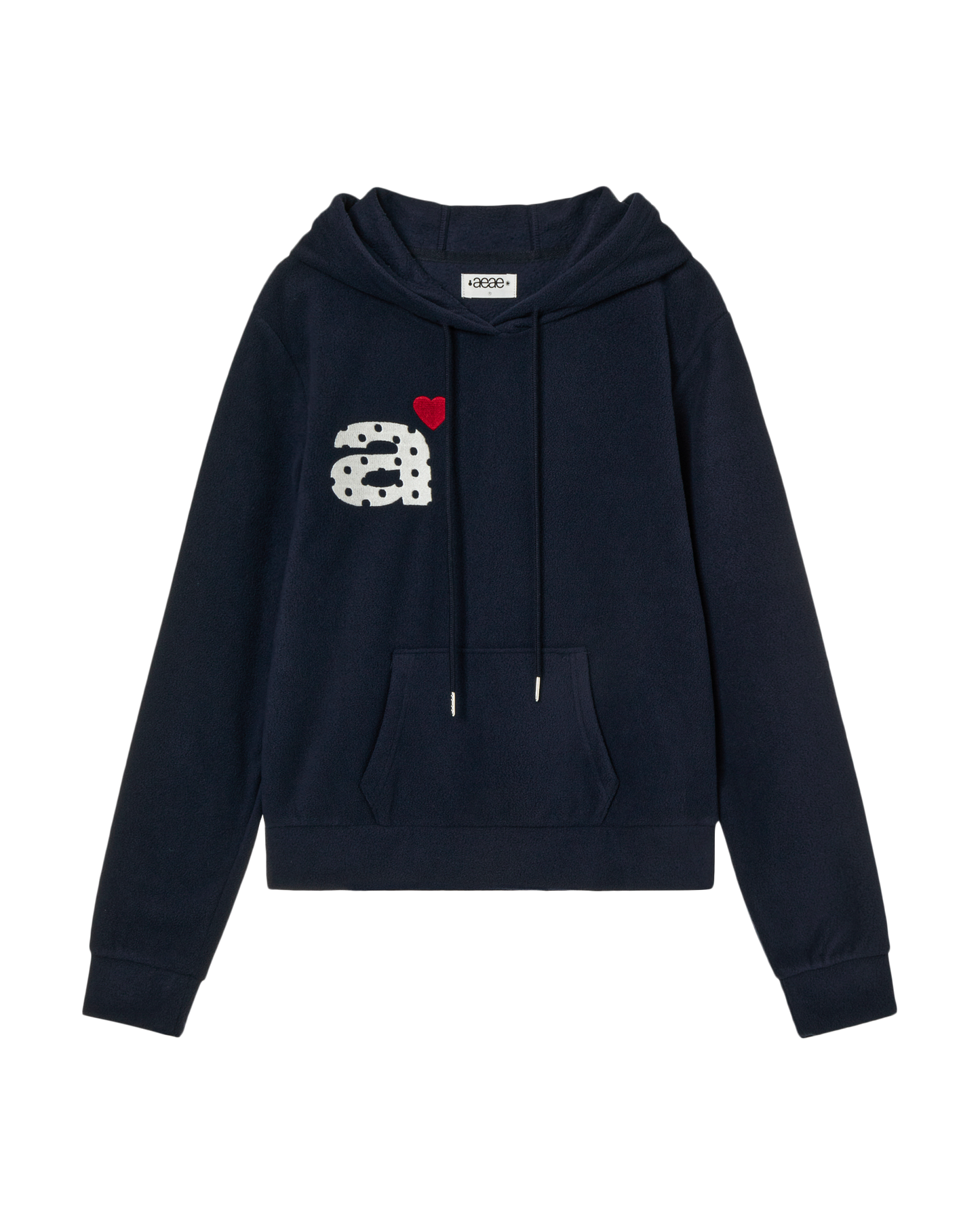 aeae - DOT SMALL LETTER FLEECE HOODIE [NAVY]