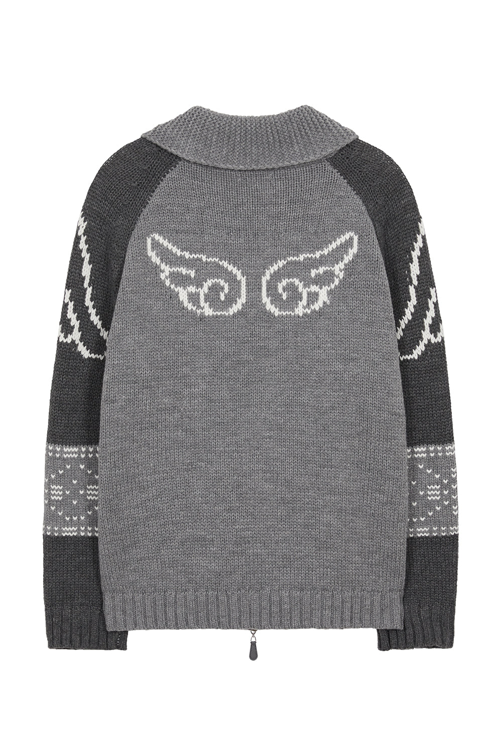 illigo - [Pre-order delivery on 09/25] Angel Ring Cowichan Knit Zip-up Gray