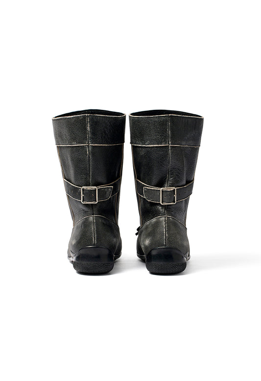 OPENYY - BALLET SLOUCHY SHORT BOOTS, CHARCOAL