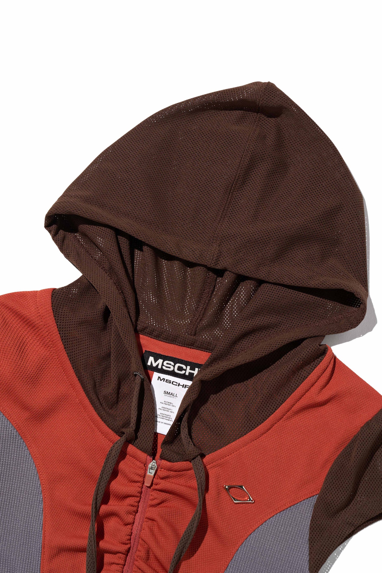 MISCHIEF - HOODED TRACK HALF ZIP-UP_BROWN/ORANGE