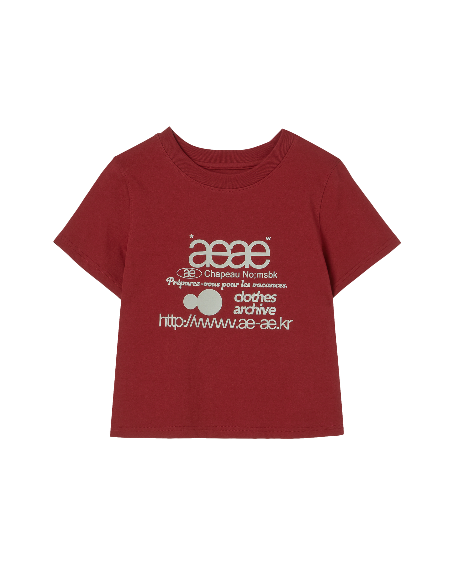 aeae - WEB LOGO CROP T-SHIRTS [BURGUNDY]