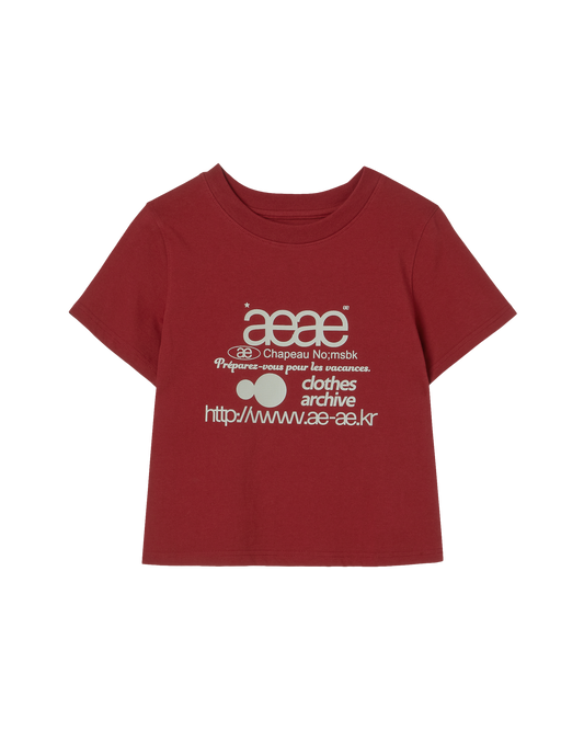 aeae - WEB LOGO CROP T-SHIRTS [BURGUNDY]