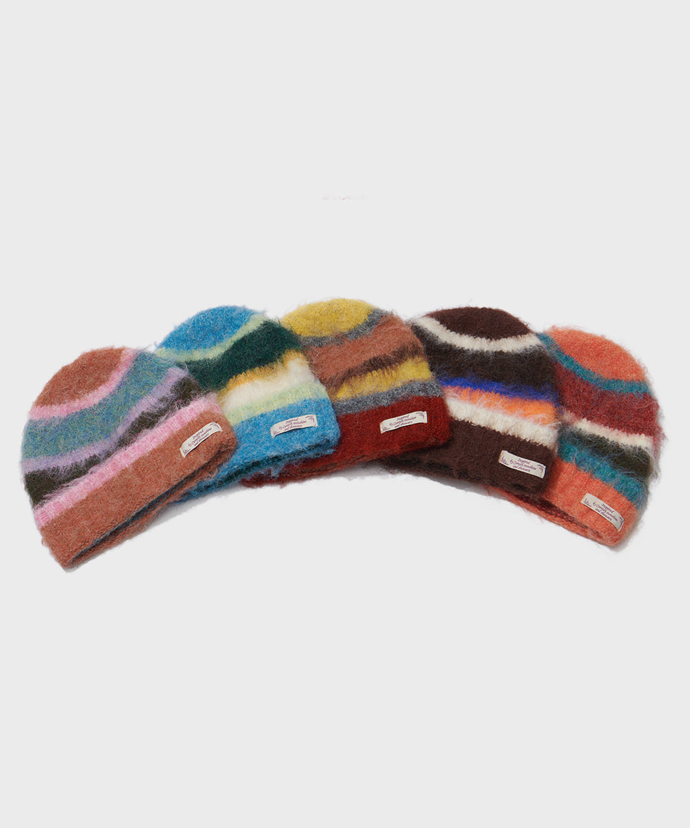 STRIPE SHAGGY BEANIE - 5 colors