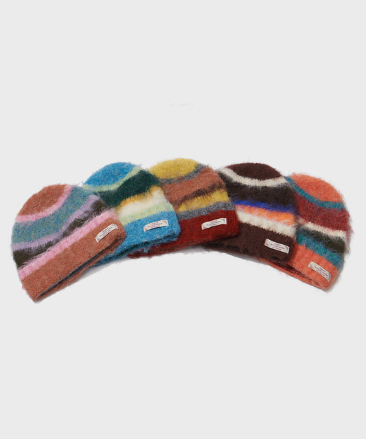 STRIPE SHAGGY BEANIE - 5 colors