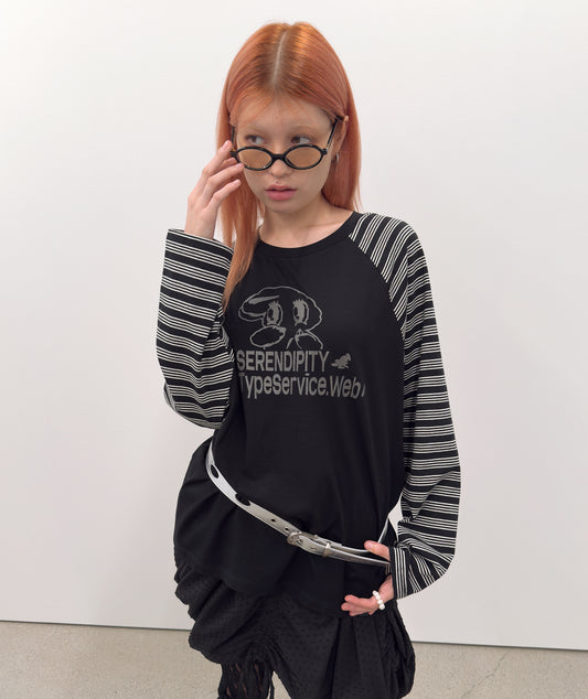 Peep Raglan Top [Black]
