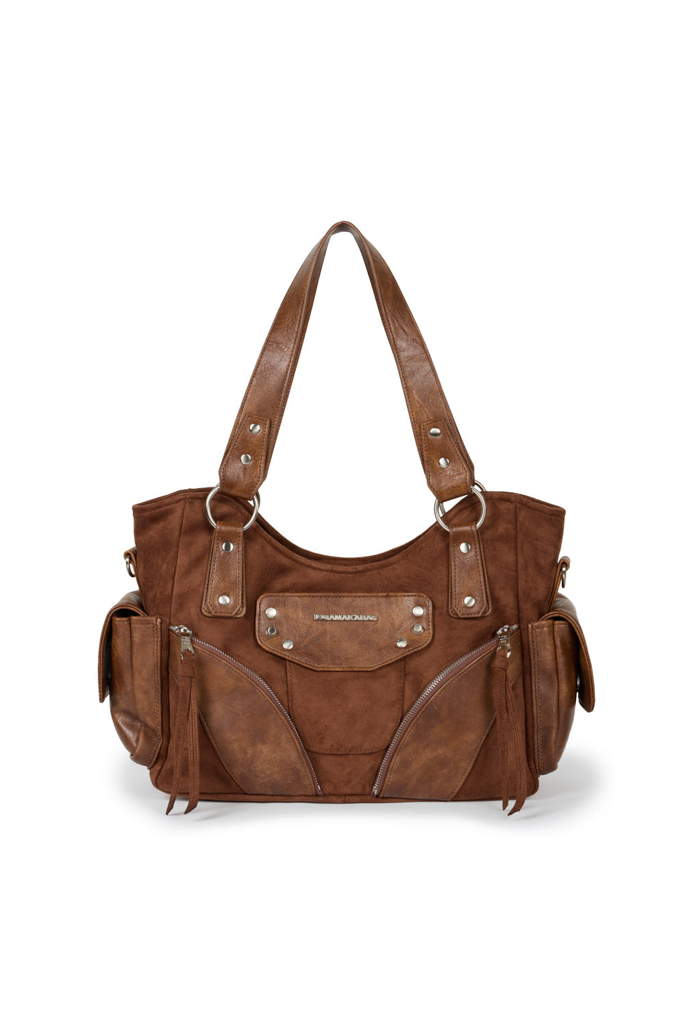 IUGA - Studded Suede Shoulder Bag (Brown)