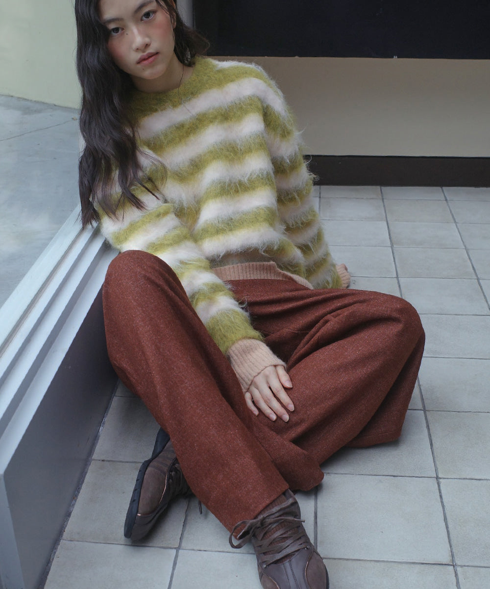 STRIPE SHAGGY KNIT PULLOVER - 5 colors