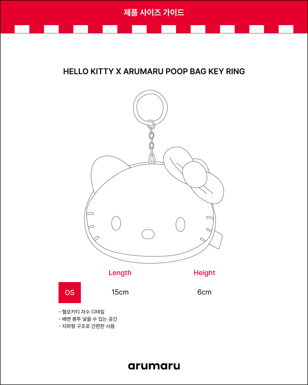 [10/10 KR出貨] HELLO KITTY X ARUMARU POOP BAG KEY RING_BLACK