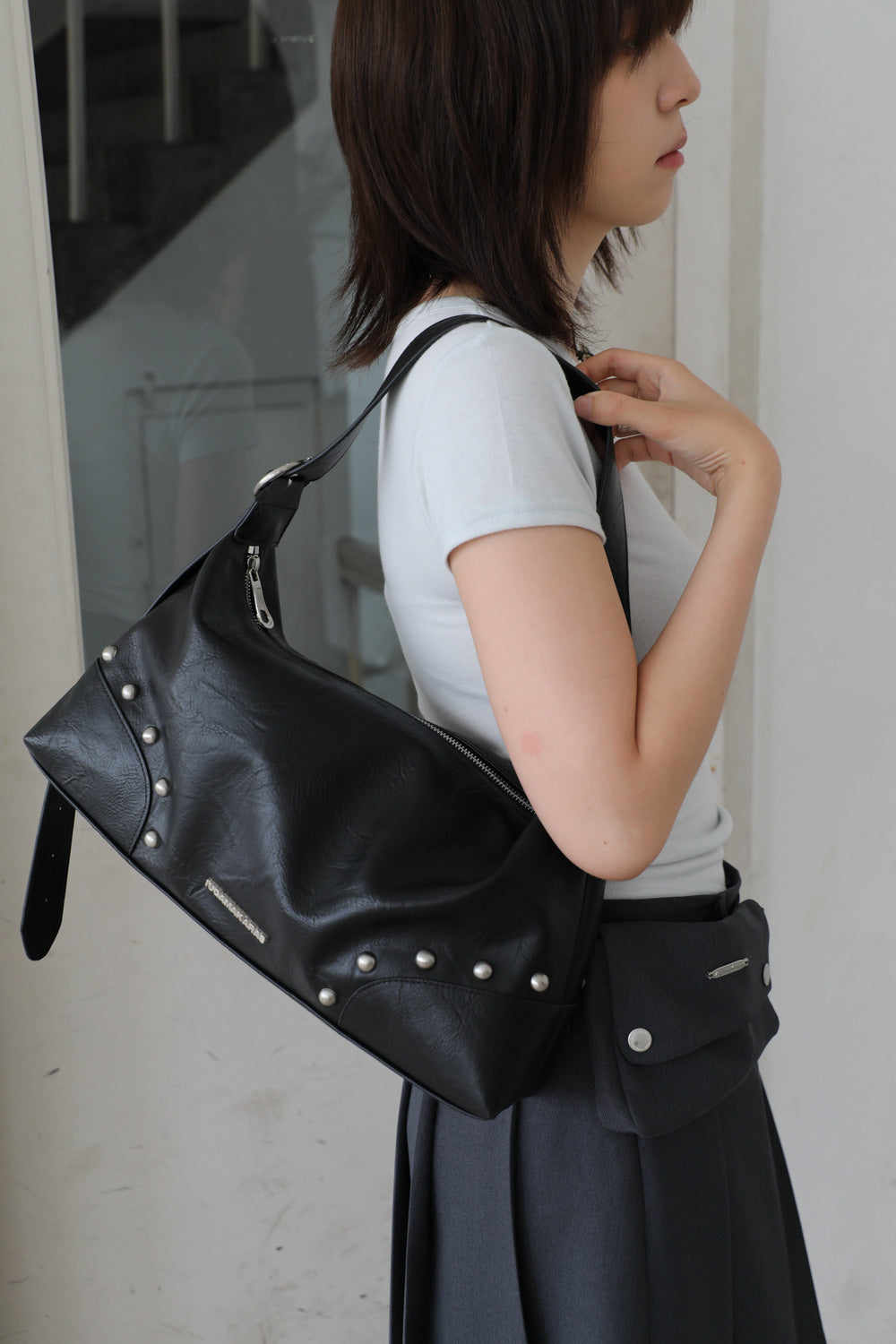 IUGA - Studded Hobo Bag (Black)