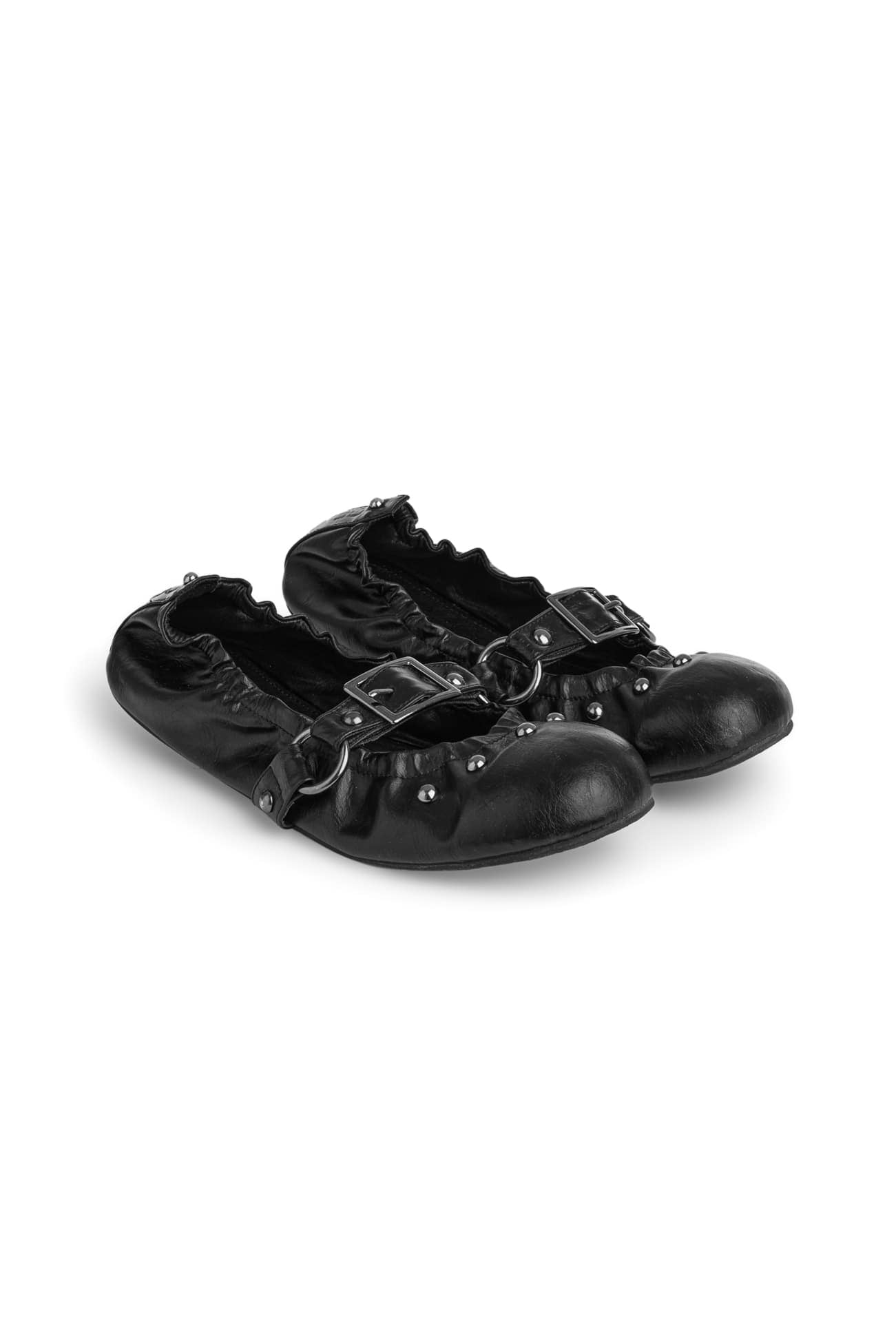 Deinet - WRINKLED FLAT SHOES IN BLACK