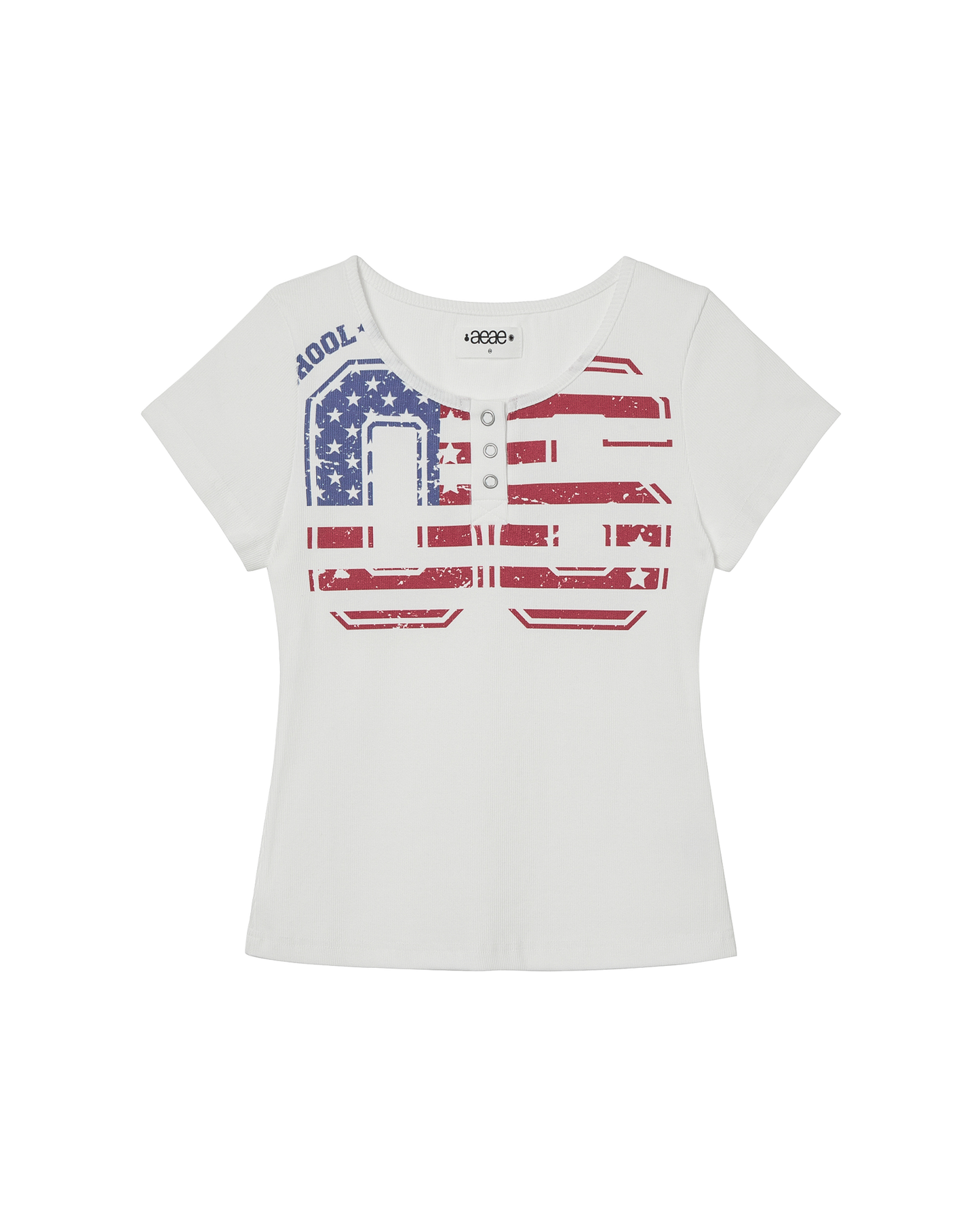 aeae - [8/1 예약발송] USA BANNER HENLY NECK TEE [WHITE]