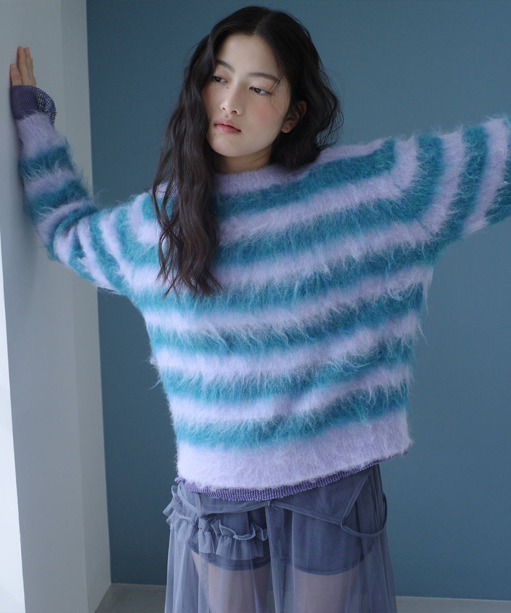 STRIPE SHAGGY KNIT PULLOVER - 5 colors