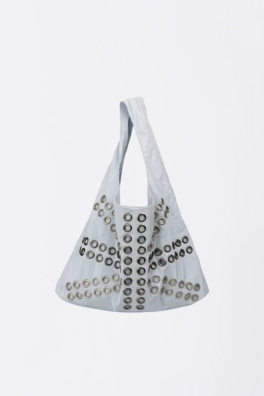 Sculptorpage - Stud Metallic Hobo Bag Baby Blue