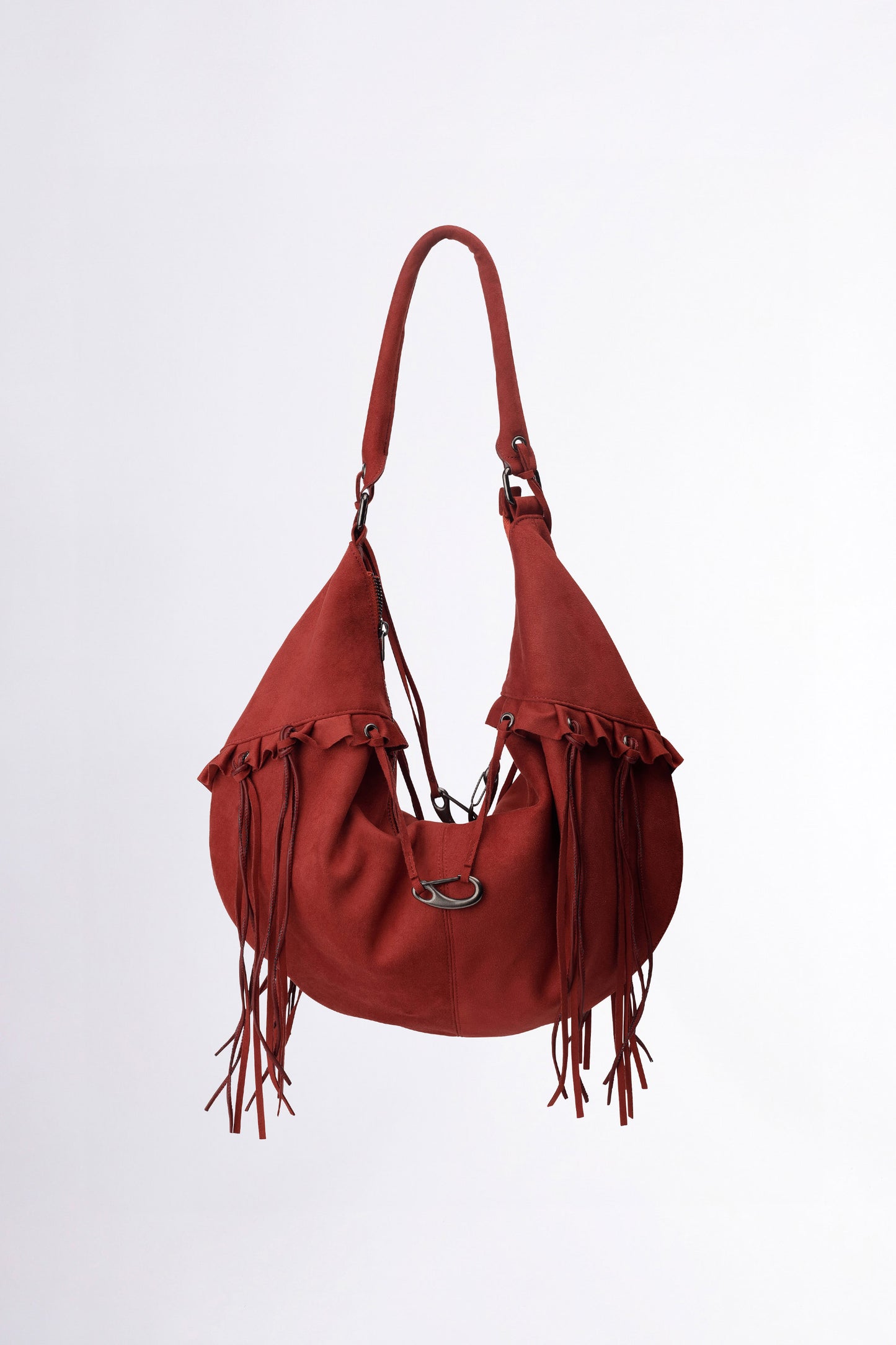 [𝐎𝐍 𝐒𝐀𝐋𝐄 !] Faux Suede String Hobo Bag Brick Red