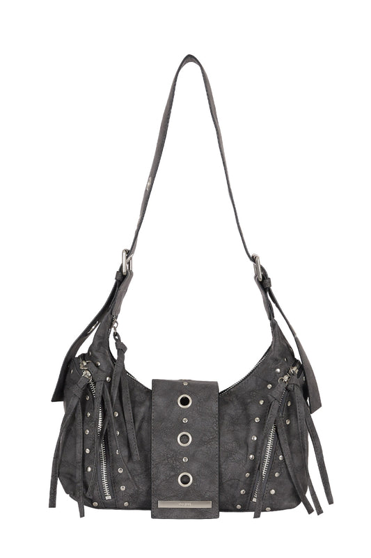 illigo - Leaf Eyelet Shoulder Bag Black