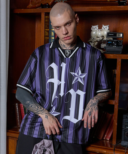 HOODHOOD - HD Football collar jersey half sleeve T-shirt PURPLE