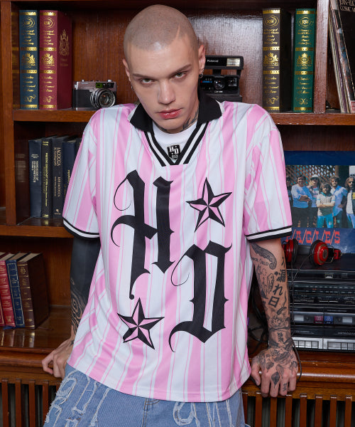 HOODHOOD - HD Football collar jersey half sleeve T-shirt Pink