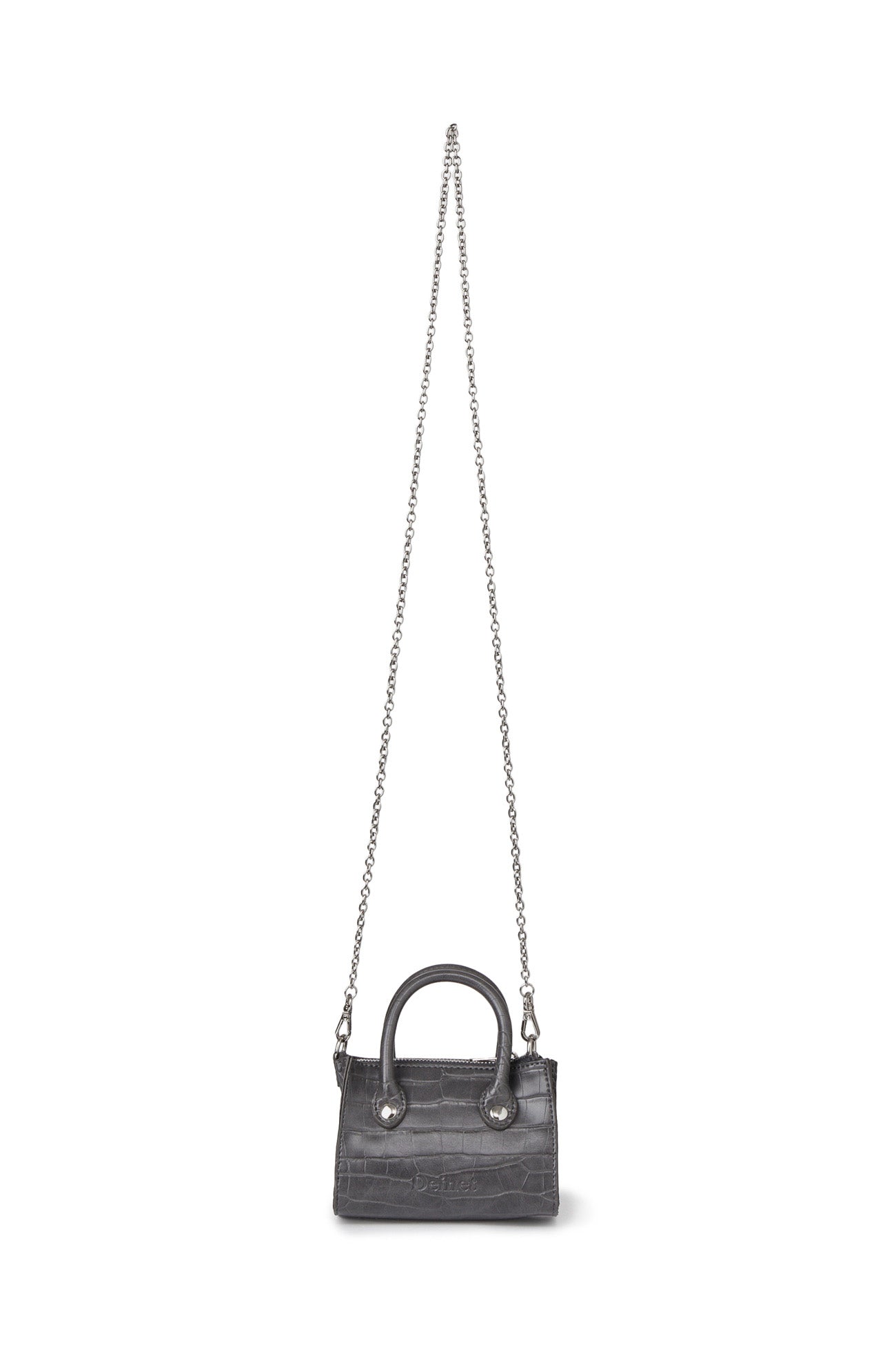 Deinet - CROCODILE PATTERN CHAIN MINI BAG IN CHARCOAL