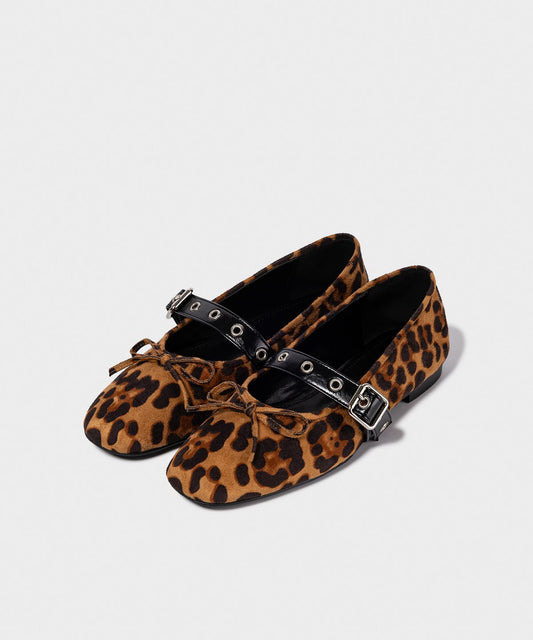 KHIHO - BUCKLE STRAP BALLERINA FLAT / LEOPARD