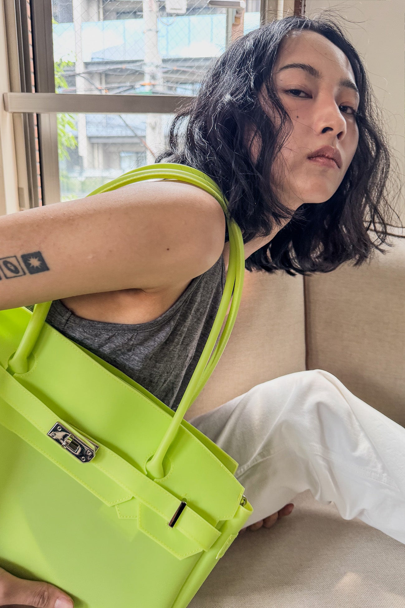 Jelly Firkin-JELLY TWO-WAY BAG IN LIGHT YELLOW