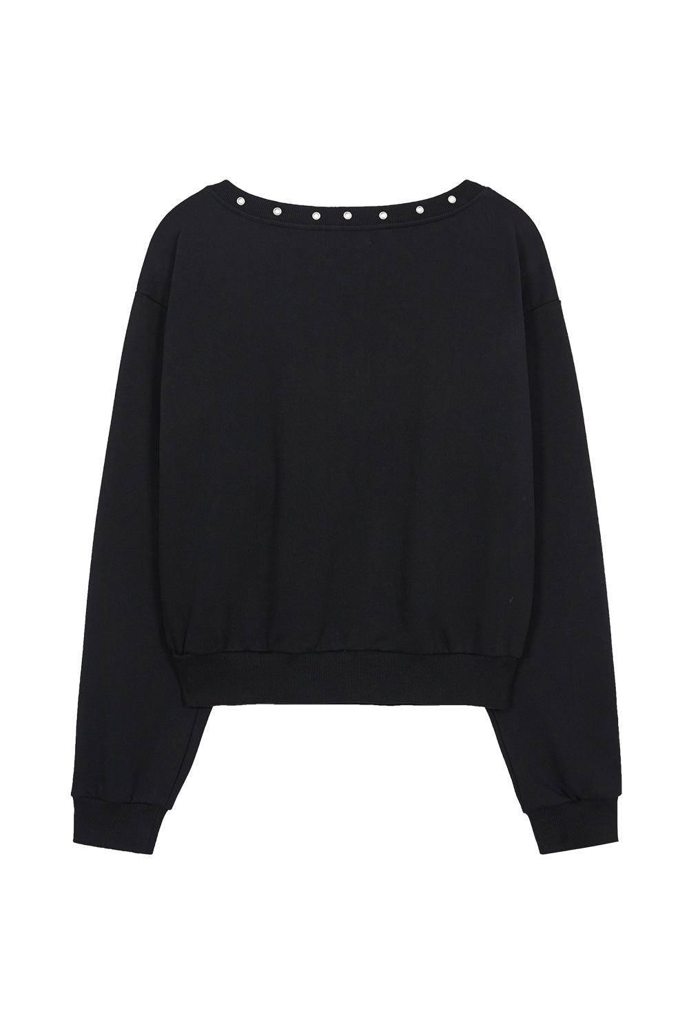 illigo - [Pre-order delivery on 10/02] Button eyelet off-shoulder man-to-man black