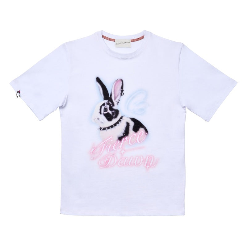 PIERCED BUNNY T SHIRTS (WHITE)