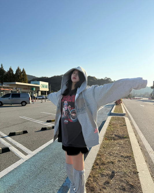 COTCHS - LUCKY77 HOODED ZIP UP(GREY)