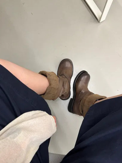 negativethree - [37차 리오더/10월17일 예약배송] Slouchy Long Boots "Washed Brown"