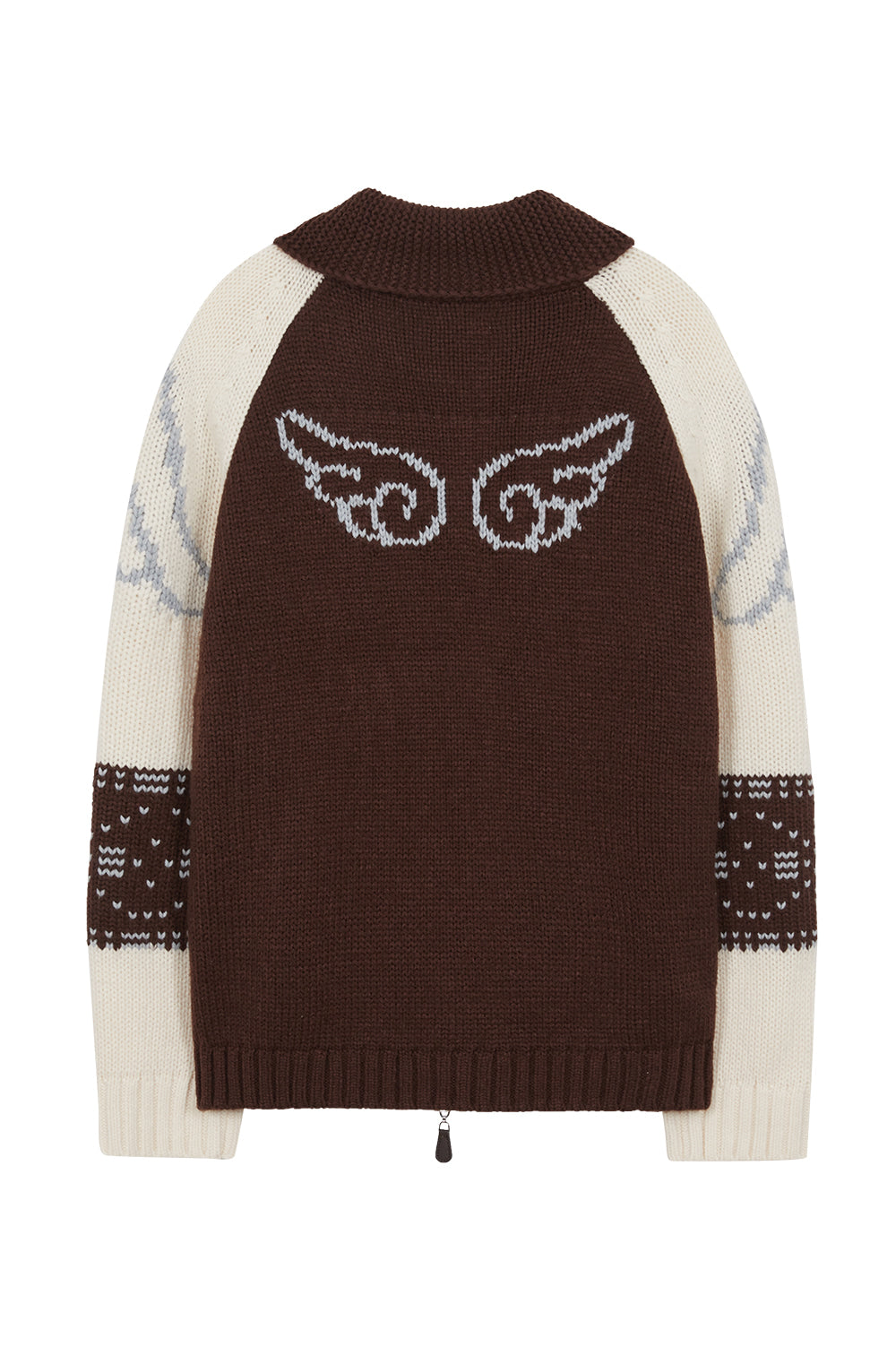 illigo - [Pre-order delivery on 09/25] Angel Ring Cowichan Knit Zip-up Brown