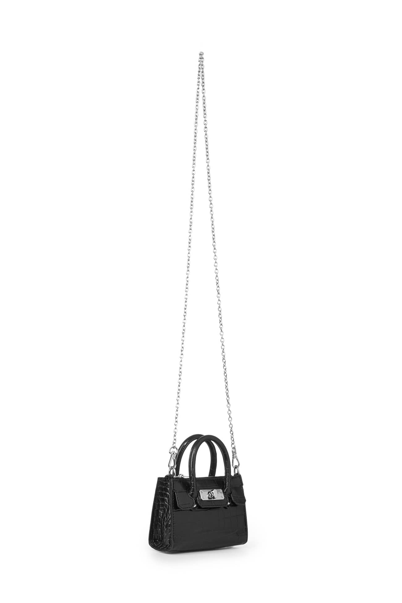 Deinet - CROCODILE PATTERN CHAIN MINI BAG IN BLACK
