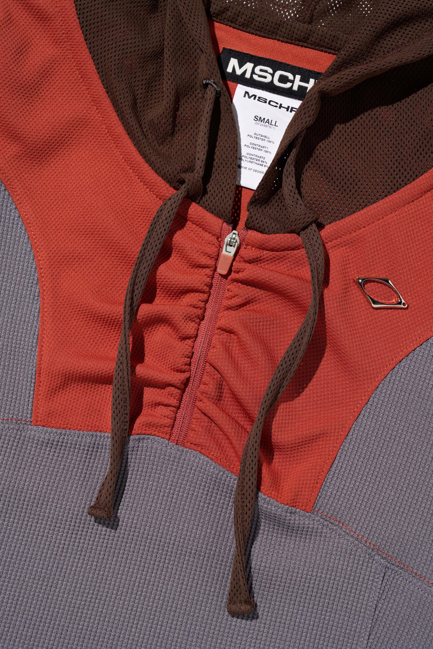 MISCHIEF - HOODED TRACK HALF ZIP-UP_BROWN/ORANGE