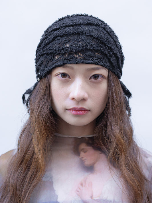 ROSY LACE BANDANA IN BLACK