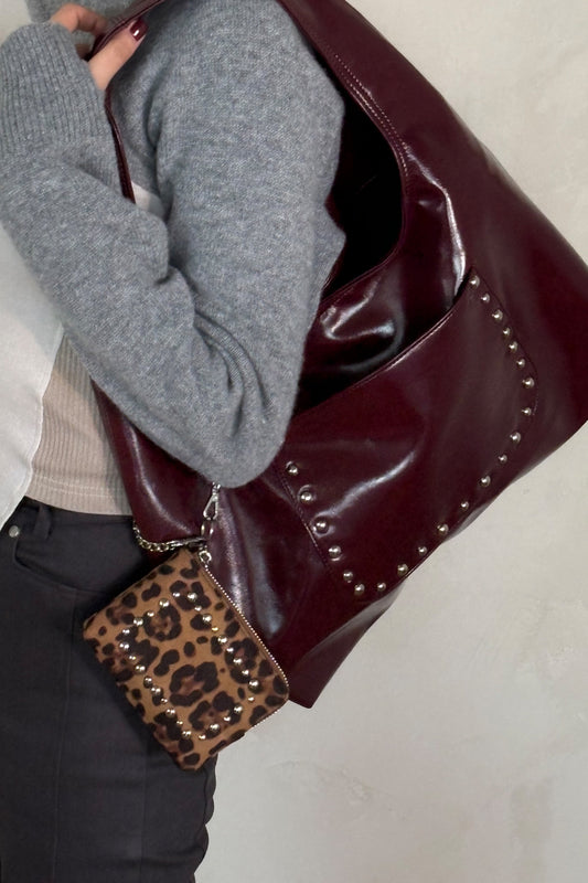 KHIHO - STUD POPO POUCH / LEOPARD