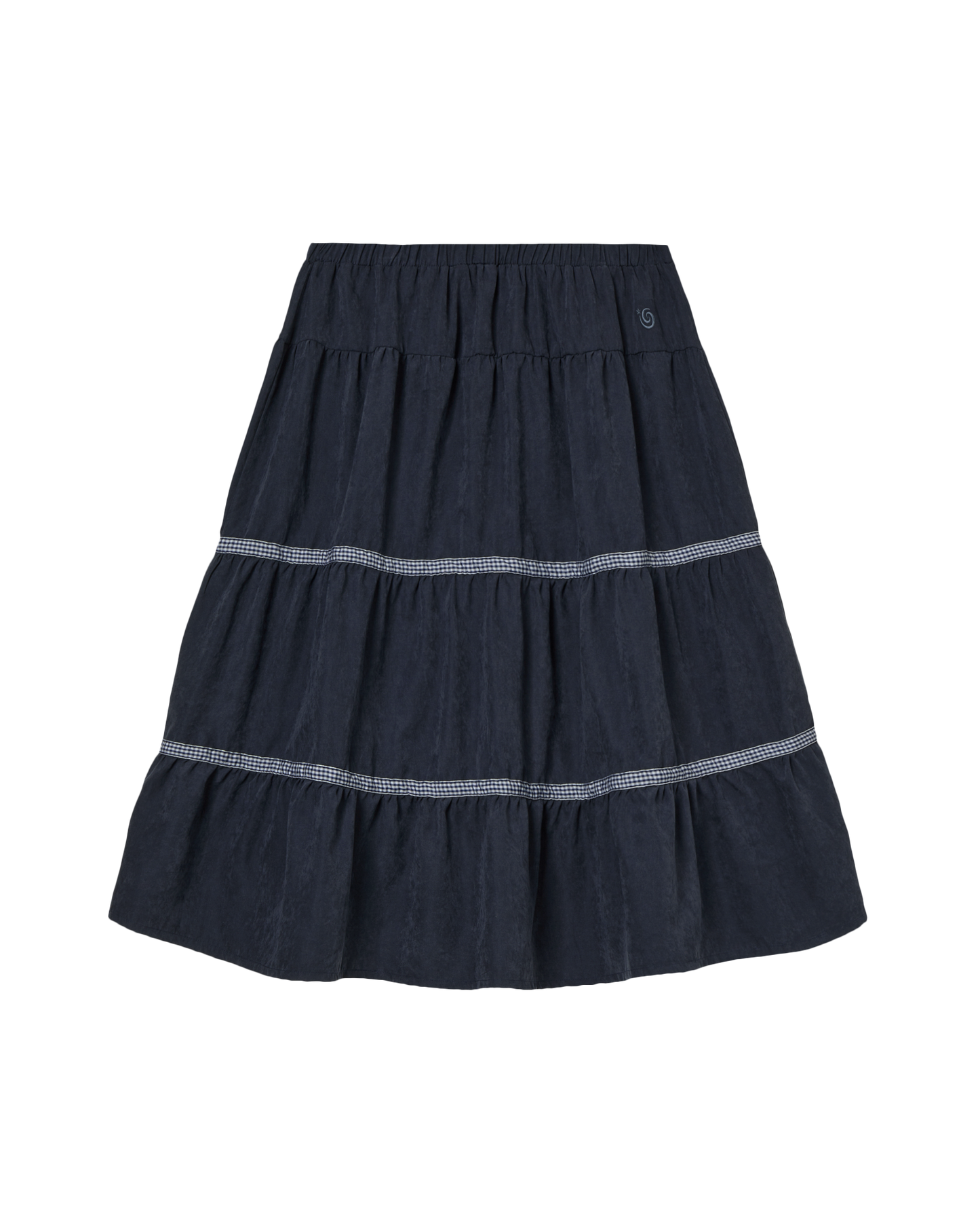 aeae - CHECK MIDI TIERED SKIRT [NAVY]