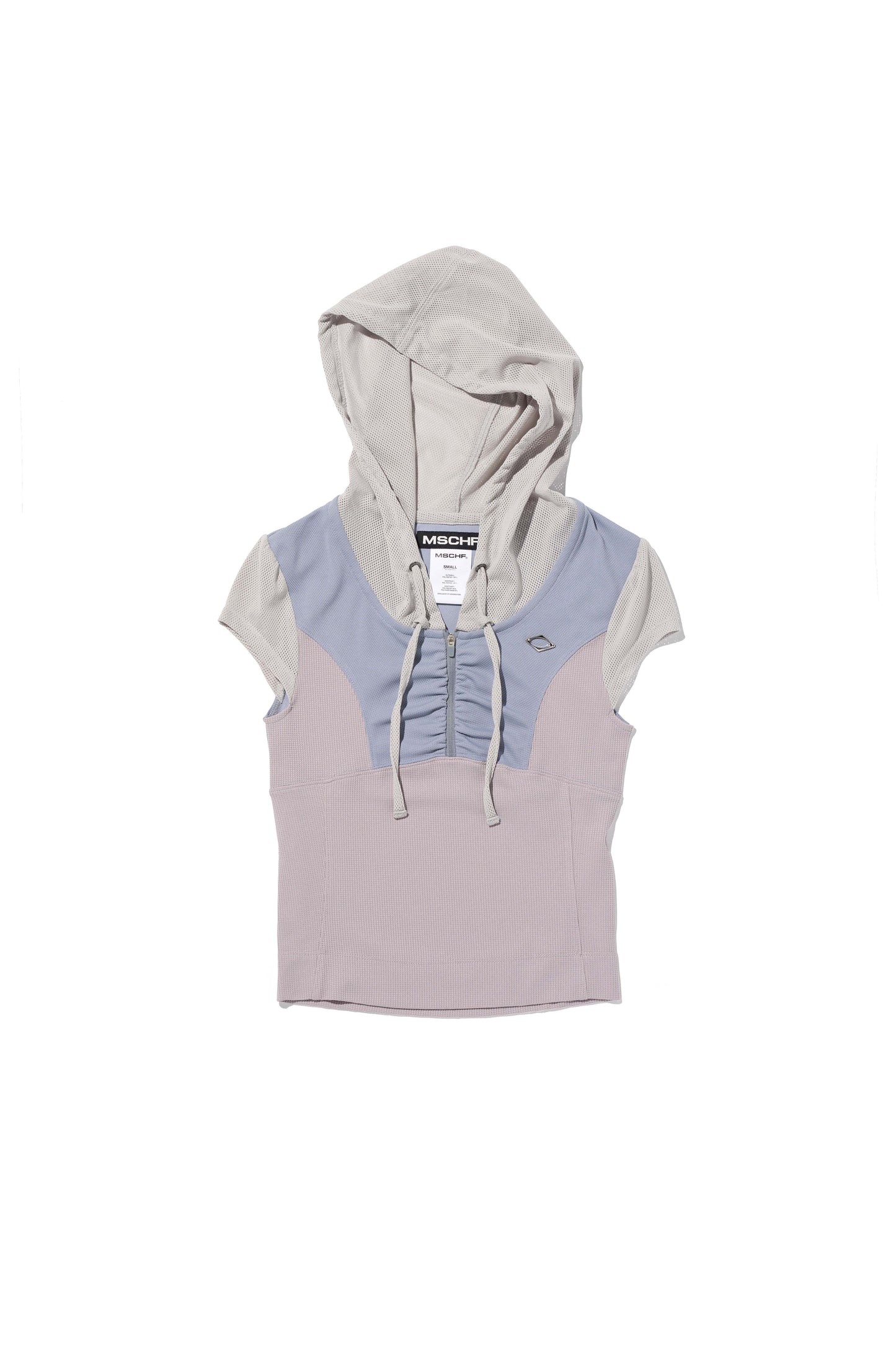 MISCHIEF - HOODED TRACK HALF ZIP-UP_LIGHT GREY MULTI