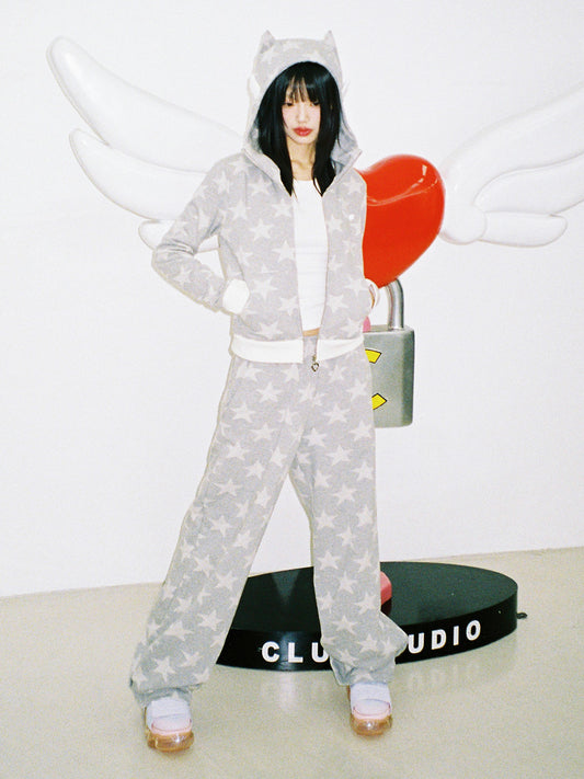 Angel of Star Wing Track Pants - GREY