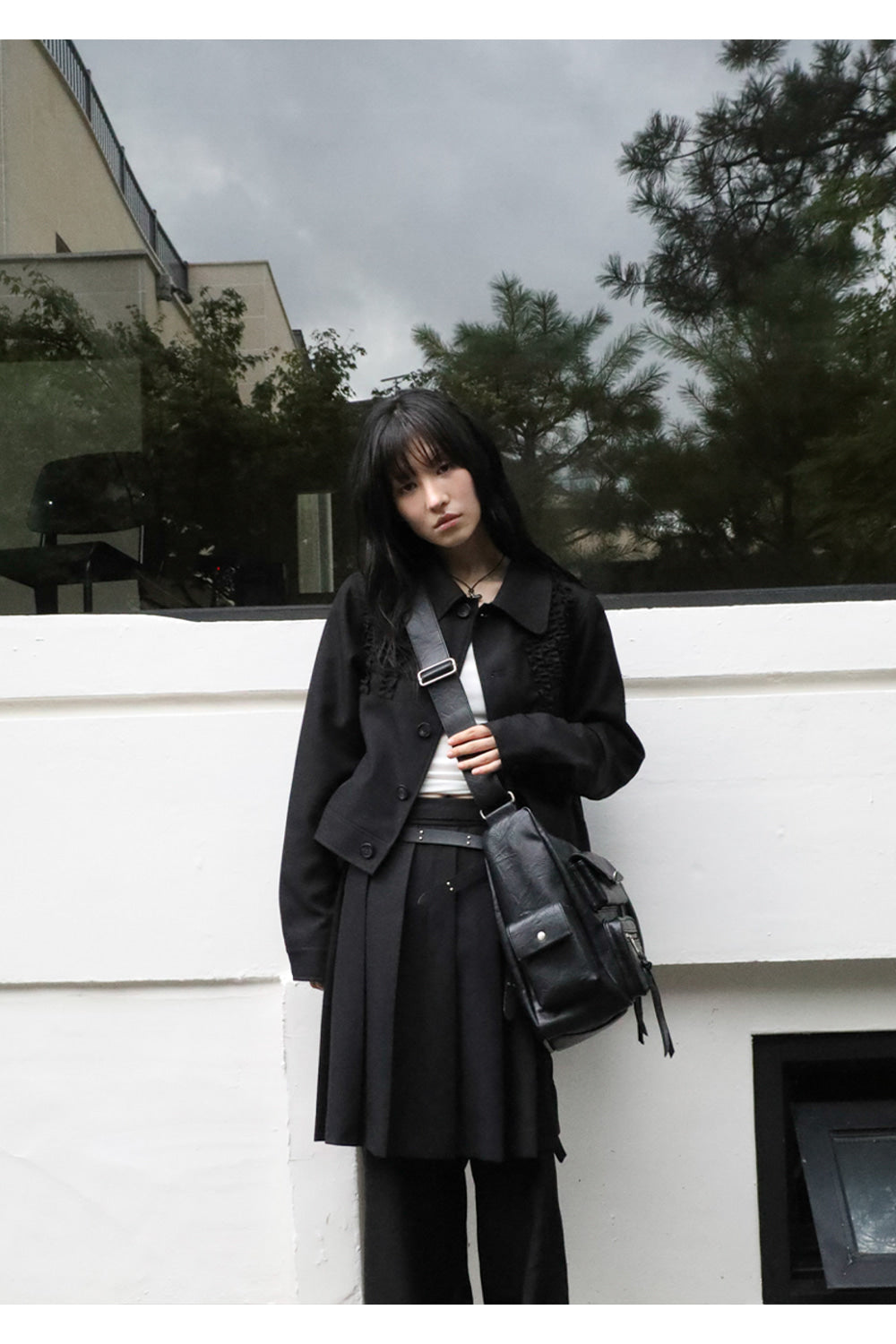 IUGA - Multi Pocket Leather Bag (Black)