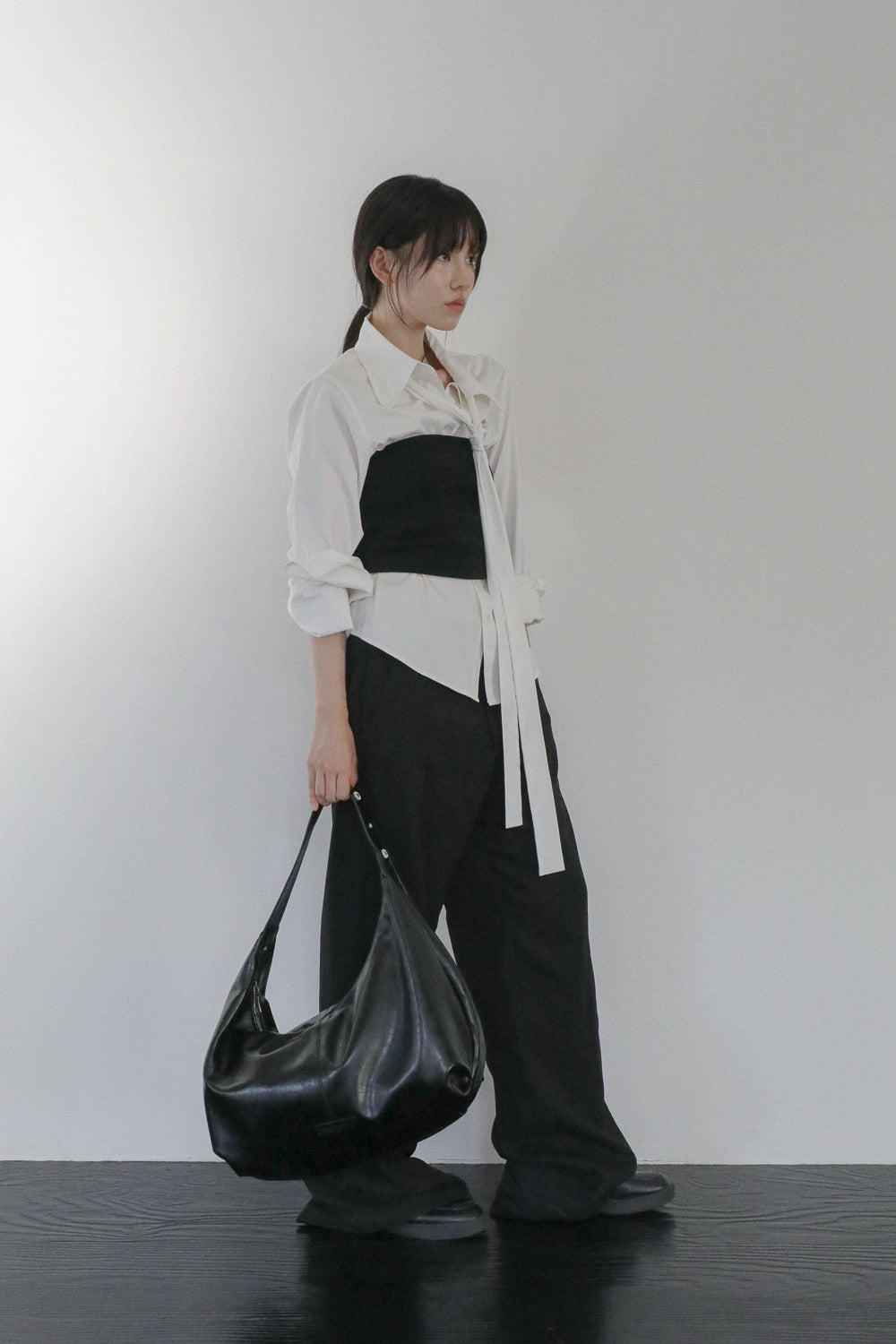 IUGA - Studded Strap Hobo Bag (Black)