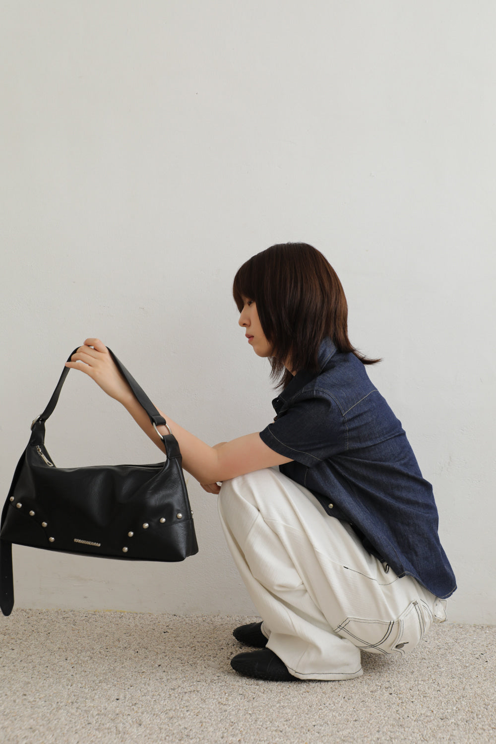 IUGA - Studded Hobo Bag (Black)
