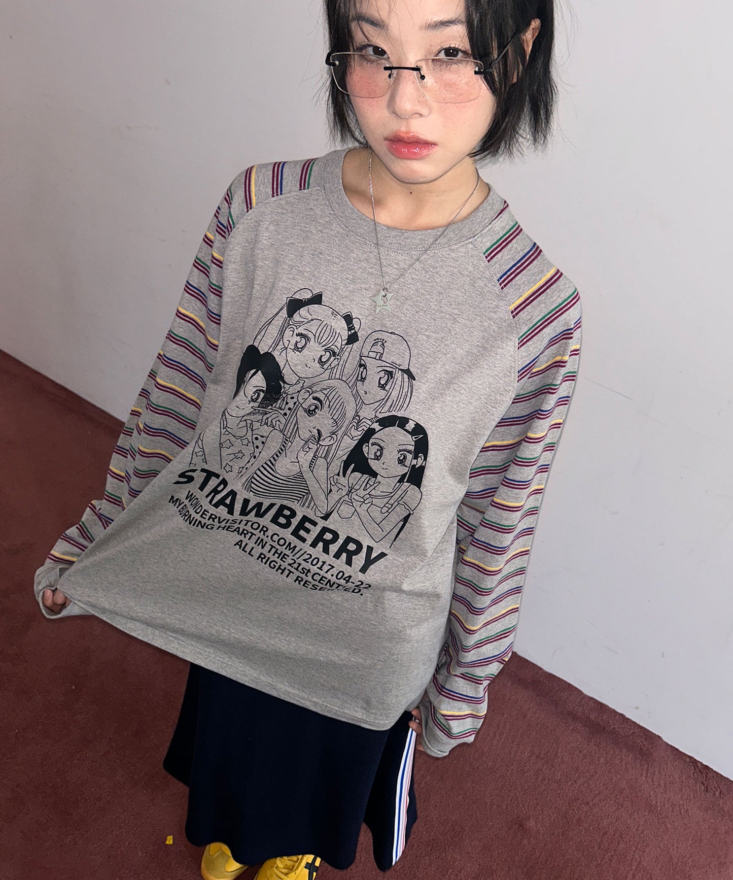 Girls-PEN Raglan LS-T [Melange grey]