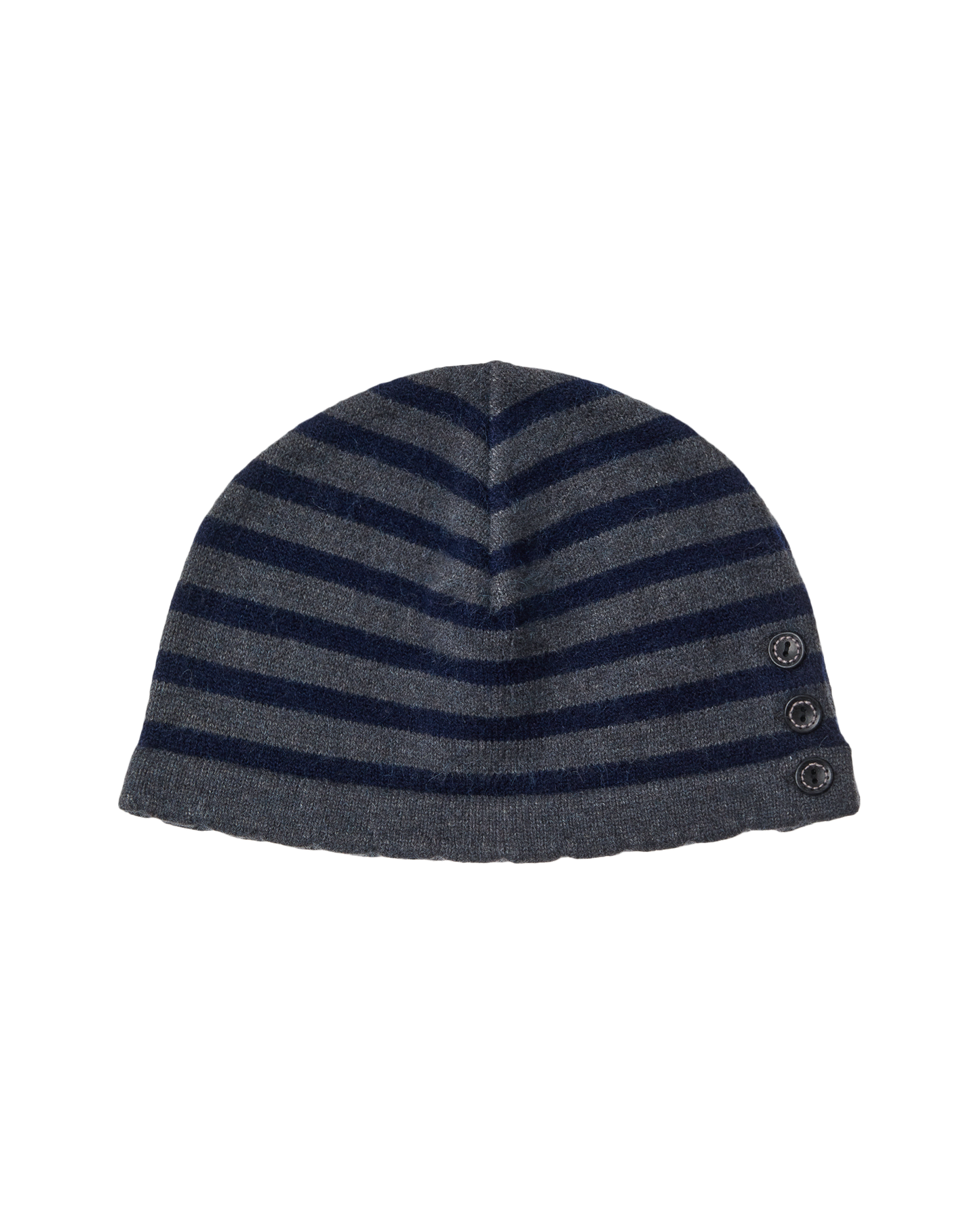 aeae - STRIPE BUTTON BEANIE [GREY]