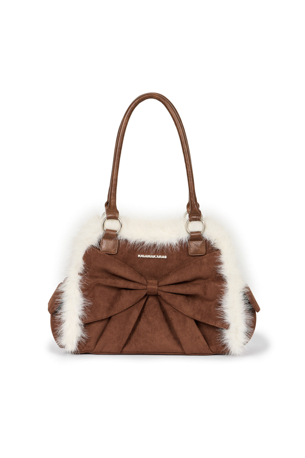 IUGA - Ribbon Fur Suede Shoulder Bag (Brown)