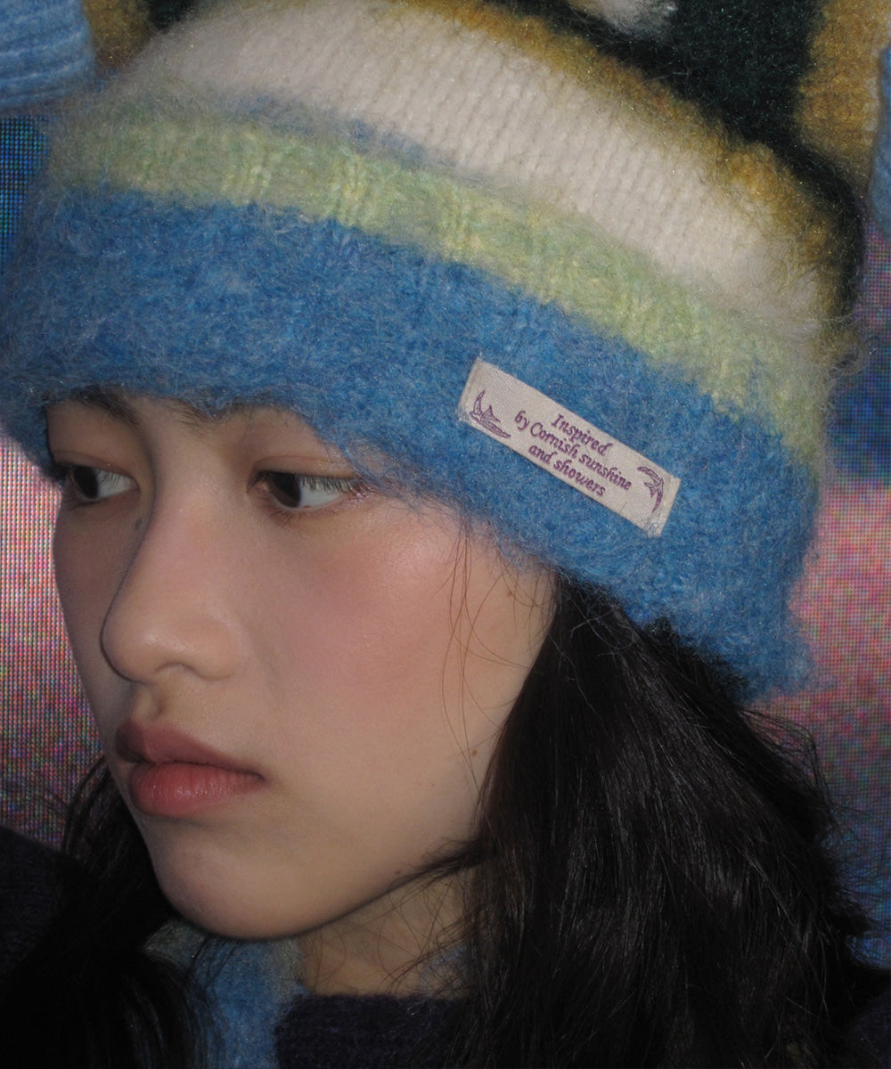 STRIPE SHAGGY BEANIE - 5 colors