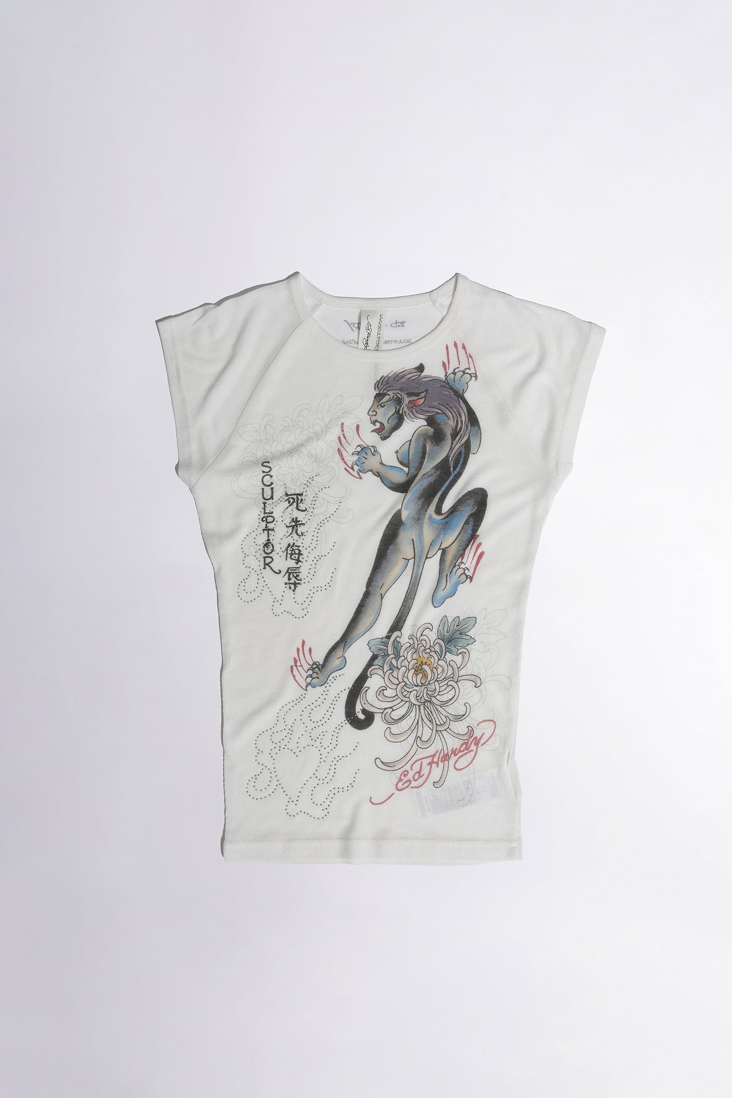 [Sculptor X Ed Hardy] Devil Raglan Tee White