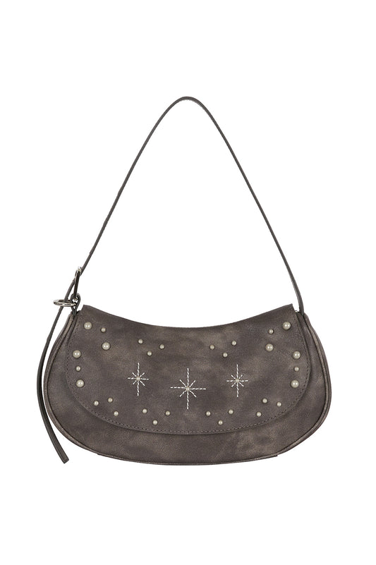 illigo - Stud Ornament Hobo Bag Charcoal