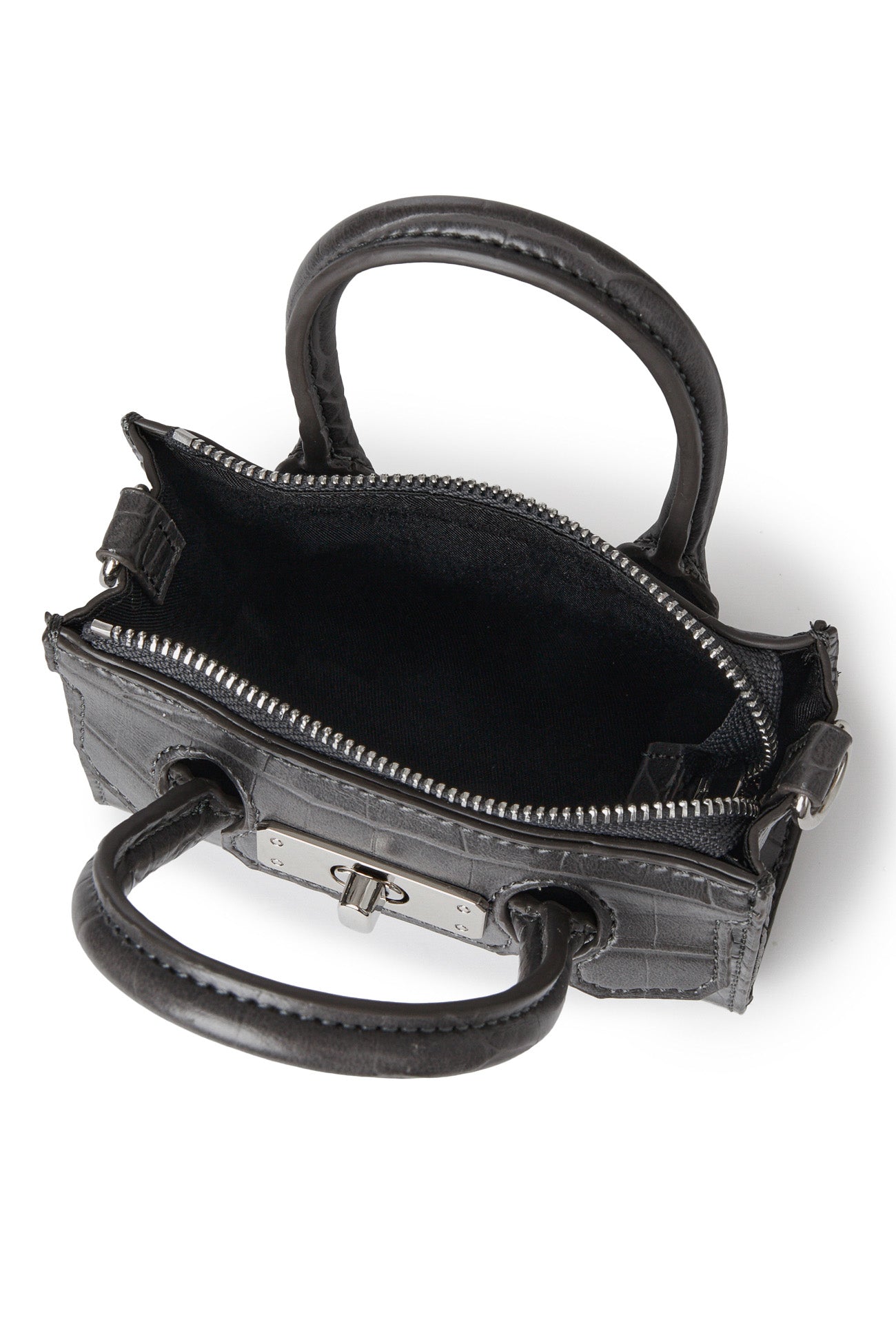Deinet - CROCODILE PATTERN CHAIN MINI BAG IN CHARCOAL