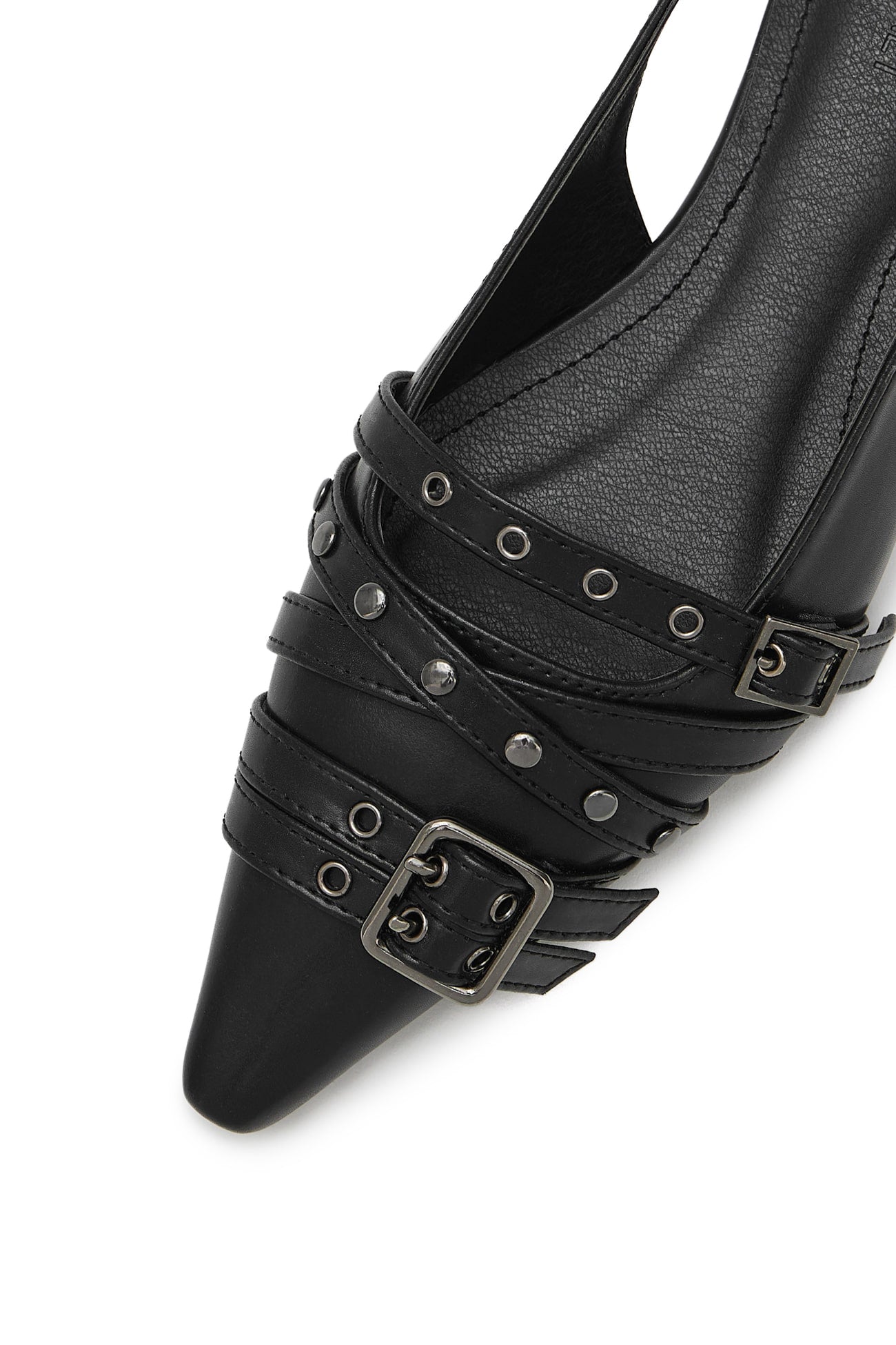 Deinet - BUCKLE STUD AND EYELET SLINGBACKS IN BLACK
