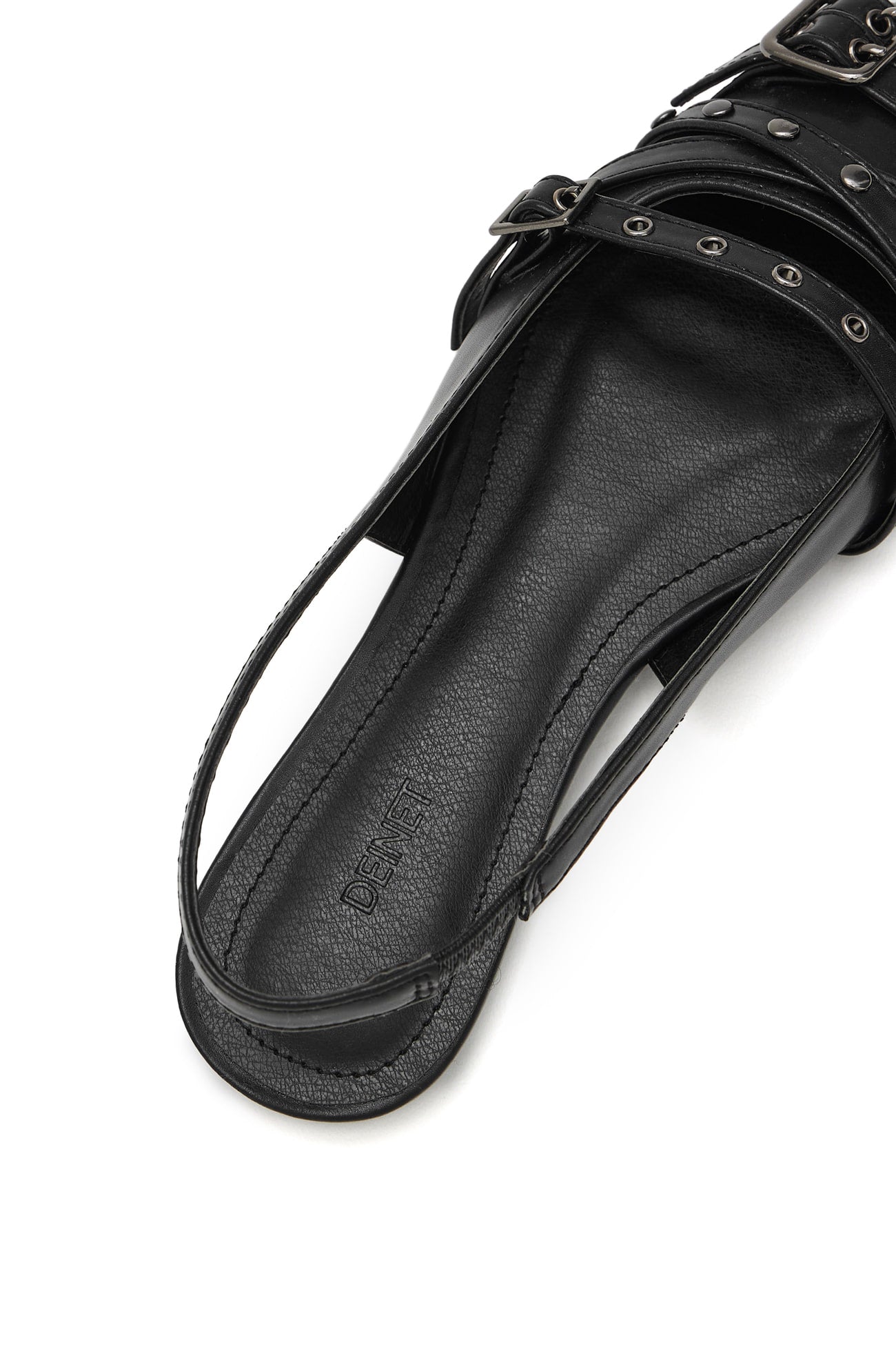 Deinet - BUCKLE STUD AND EYELET SLINGBACKS IN BLACK