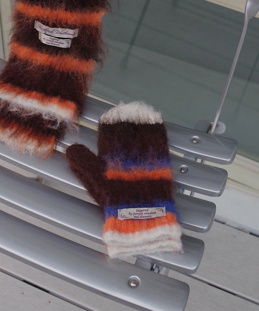 STRIPE SHAGGY MITTENS - 5 colors