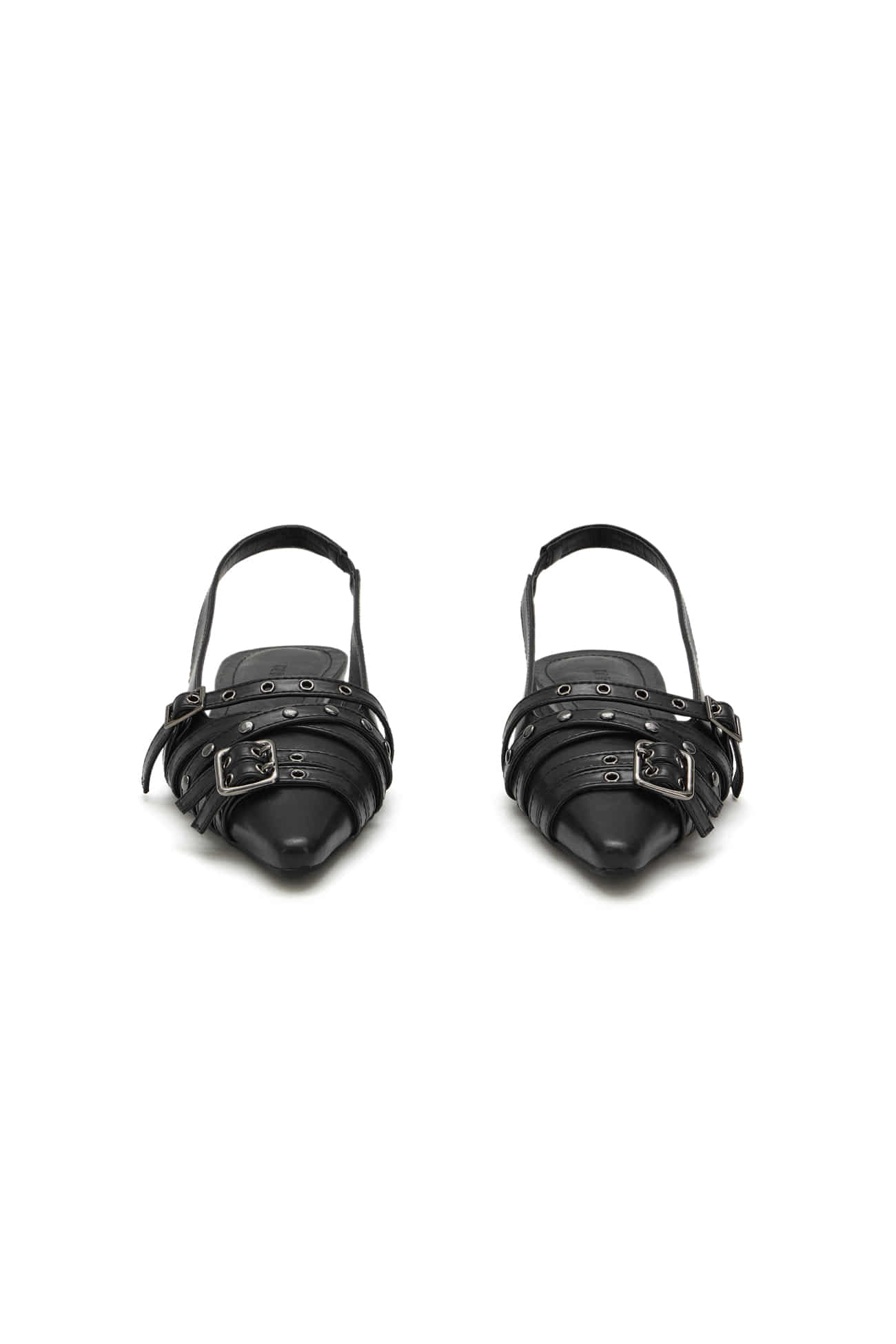Deinet - BUCKLE STUD AND EYELET SLINGBACKS IN BLACK